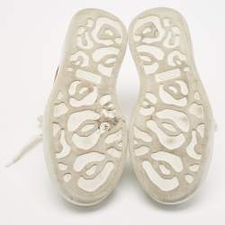 Alexander McQueen White/Burgundy Leather Oversized Sneakers Size 39