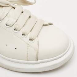 Alexander McQueen White/Burgundy Leather Oversized Sneakers Size 39