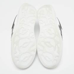 Pre Owned Alexander McQueen White/Black Leather Embroidered Larry Sneakers Size 41