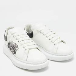 Pre Owned Alexander McQueen White/Black Leather Embroidered Larry Sneakers Size 41
