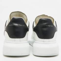 Pre Owned Alexander McQueen White/Black Leather Embroidered Larry Sneakers Size 41