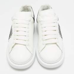 Pre Owned Alexander McQueen White/Black Leather Embroidered Larry Sneakers Size 41