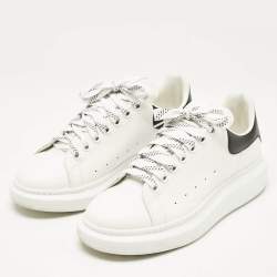 Alexander McQueen White/Black Leather Oversized Sneakers Size 43