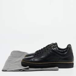 Alexander McQueen Black Leather Zipper Trim Low Top Sneakers Size 42
