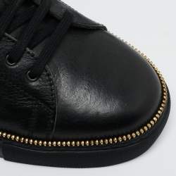 Alexander McQueen Black Leather Zipper Trim Low Top Sneakers Size 42