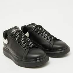 Pre Owned Alexander Mcqueen Black Leather Oversized Sneakers Size 42.5
