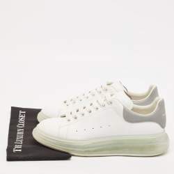 Alexander McQueen White Leather Oversized Lace Up Sneakers Size 44.5