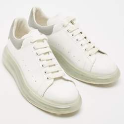 Alexander McQueen White Leather Oversized Lace Up Sneakers Size 44.5