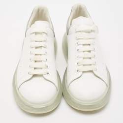 Alexander McQueen White Leather Oversized Lace Up Sneakers Size 44.5