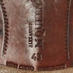 Alexander McQueen Brown Leather  Embellished Monk strap Loafers Size 43