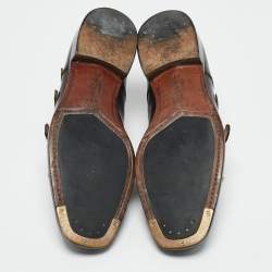 Alexander McQueen Brown Leather  Embellished Monk strap Loafers Size 43