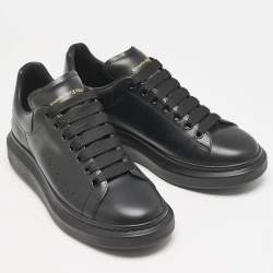 Alexander McQueen Black Leather Larry Low Top Sneakers Size 43