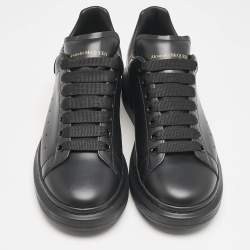 Alexander McQueen Black Leather Larry Low Top Sneakers Size 43