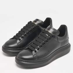 Alexander McQueen Black Leather Larry Low Top Sneakers Size 43
