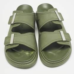 Alexander McQueen Green Rubber Hybrid Flat Sandals Size 42