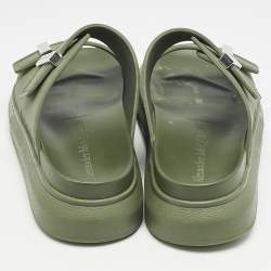 Alexander McQueen Green Rubber Hybrid Flat Sandals Size 42