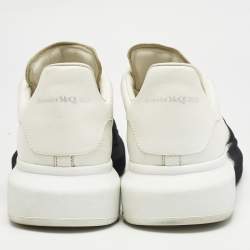 Pre Owned Alexander McQueen Two Tone Leather and Velvet Oversized Lace Up Sneakers Size 45