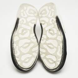 Pre Owned Alexander McQueen Two Tone Leather and Velvet Oversized Lace Up Sneakers Size 45