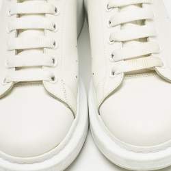 Alexander McQueen White Leather Oversized Lace Up Sneakers Size 45.5