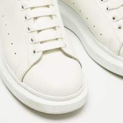 Alexander McQueen White Leather Oversized Lace Up Sneakers Size 45.5