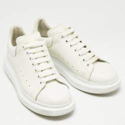 Alexander McQueen White Leather Oversized Lace Up Sneakers Size 45.5