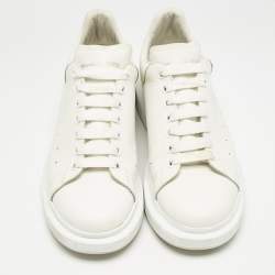 Alexander McQueen White Leather Oversized Lace Up Sneakers Size 45.5