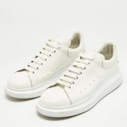 Alexander McQueen White Leather Oversized Lace Up Sneakers Size 45.5