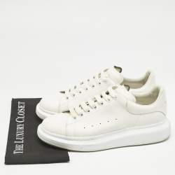 Alexander McQueen White Leather Oversized Lace Up Sneakers Size 45.5