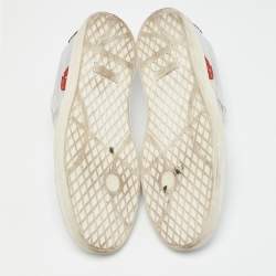 Alexander McQueen Silver Leather Skull Embossed Slip On Sneakers Size 45