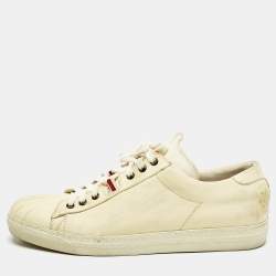Alexander McQueen Cream Leather Lace Up Sneakers Size 45