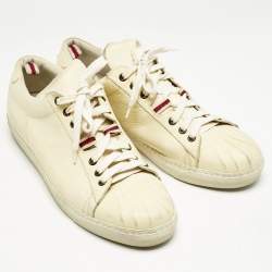 Alexander McQueen Cream Leather Lace Up Sneakers Size 45