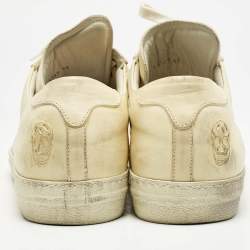 Alexander McQueen Cream Leather Lace Up Sneakers Size 45