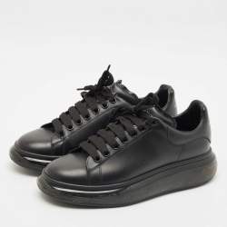 Alexander McQueen Black Leather Larry Low Top Sneakers Size 42