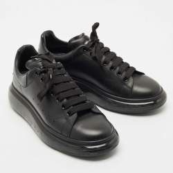 Alexander McQueen Black Leather Larry Low Top Sneakers Size 42
