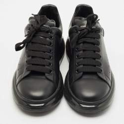 Alexander McQueen Black Leather Larry Low Top Sneakers Size 42
