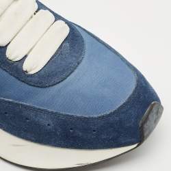 Alexander McQueen Navy Blue/Red Fabric, Leather and Suede Sprint Runner Sneakers Size 40