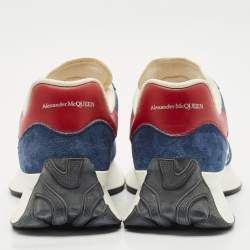 Alexander McQueen Navy Blue/Red Fabric, Leather and Suede Sprint Runner Sneakers Size 40