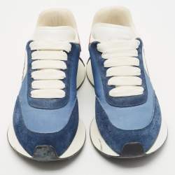 Alexander McQueen Navy Blue/Red Fabric, Leather and Suede Sprint Runner Sneakers Size 40