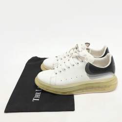 Alexander McQueen White Leather Larry Clear Sole Sneakers Size 43