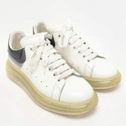 Alexander McQueen White Leather Larry Clear Sole Sneakers Size 43