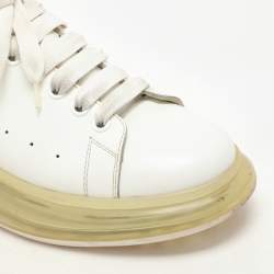 Alexander McQueen White Leather Larry Clear Sole Sneakers Size 43