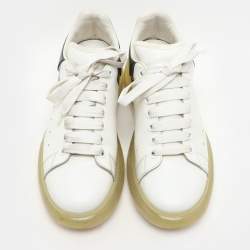 Alexander McQueen White Leather Larry Clear Sole Sneakers Size 43