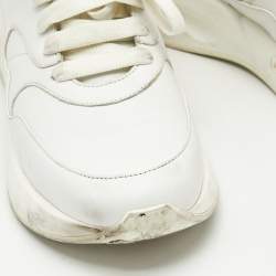 Alexander McQueen White/Red Leather and Suede Oversized Runner Low Top Sneakers Size 44