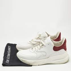 Alexander McQueen White/Red Leather and Suede Oversized Runner Low Top Sneakers Size 44