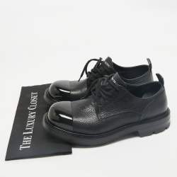 Alexander McQueen Black Leather Metal Cap Toe Derby Size 40