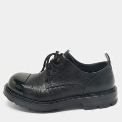 Alexander McQueen Black Leather Metal Cap Toe Derby Size 40