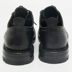 Alexander McQueen Black Leather Metal Cap Toe Derby Size 40