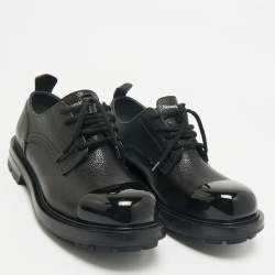 Alexander McQueen Black Leather Metal Cap Toe Derby Size 40