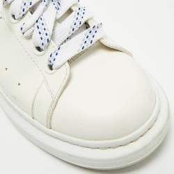 Pre Owned Alexander McQueen White/Blue Leather and Suede Oversized Lace Up Sneakers Size 41