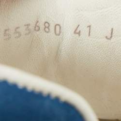 Pre Owned Alexander McQueen White/Blue Leather and Suede Oversized Lace Up Sneakers Size 41